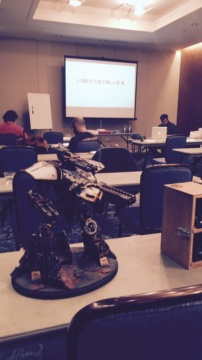 ACoatofGrey's tweet image. The man the myth the legend, Dave Taylor. Liber Metalica painting class #adepticon2016 #Adepticon