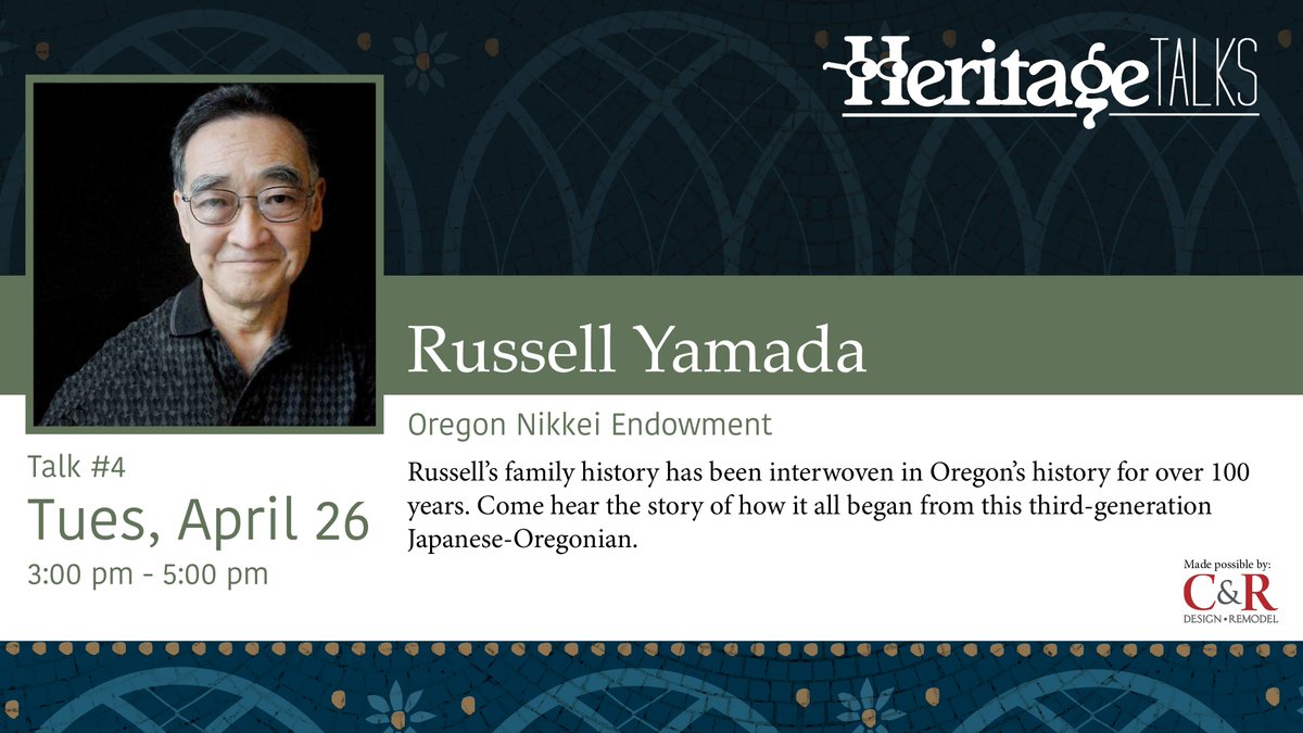 Deepwood_Museum's tweet photo. April Heritage Talk at @Deepwood_Museum - April 26th - featuring Russell Yamada from @OregonNikkei #OregonHeritage https://t.co/rNOtaOCNVr