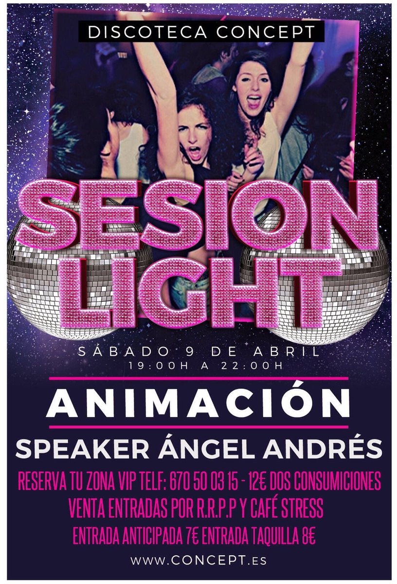 concept_light's tweet photo. El próximo sábado 9 de abril vuelve CONCEPT LIGHT!!! Fiestonazo como siempre con todo el #team de #Concept! https://t.co/DyGqwQCJnK