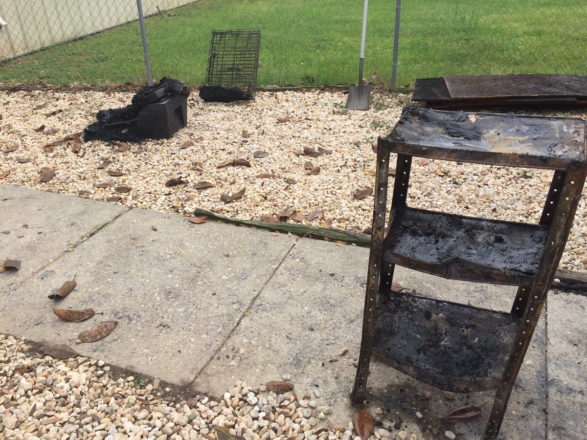 JackalynKovac's tweet photo. A look at the charred items from Lillian Veterinary Hospital fire that killed two dogs. @weartv #c3n https://t.co/cLntZpC3g7