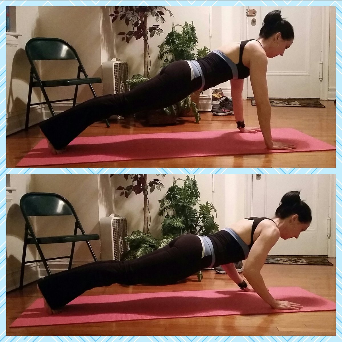JoyKarley's tweet photo. Sadly #marchmatness2016 ends with #pushups but we'll continue #Pilates 'til #marchmatness next yr! #pushup #fitpro https://t.co/SAFxoInceB