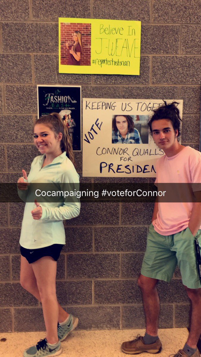 julianne_weaver's tweet photo. Vote Connor Qualls for president if you want your senior year to be the best 👍🏼 https://t.co/KOj5GbF3P7