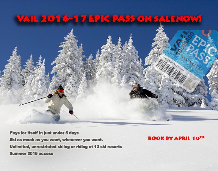 EnjoyVail's tweet photo. #Vail Epic Pass on Sale. BOOK NOW! https://t.co/Zdya8SHfRb #skicolorado #epicpass #skideals #skiusa #ski #colorado https://t.co/FOL6fayEIq