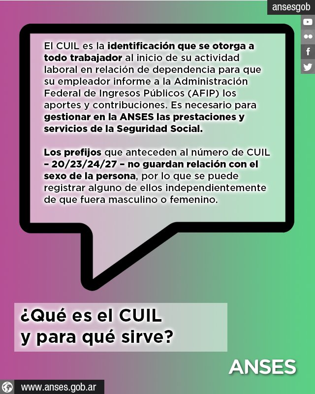 ansesgob's tweet photo. ¿Qué es el CUIL  y para qué sirve? https://t.co/f0erLZAZdc https://t.co/NKSQ8ngyAr