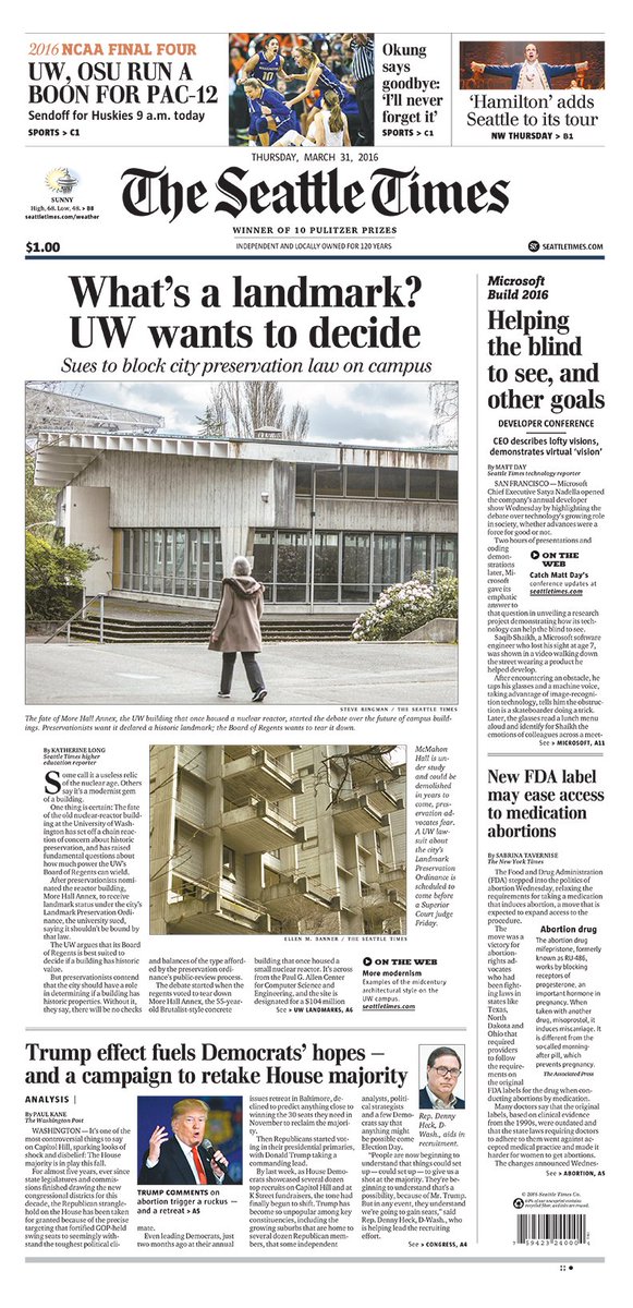 savethereactor's tweet photo. Yesterday's article about the #NuclearReactorBuilding and UW's lawsuit landed on today's front page! #savethereactor https://t.co/I1Ad1324Kq