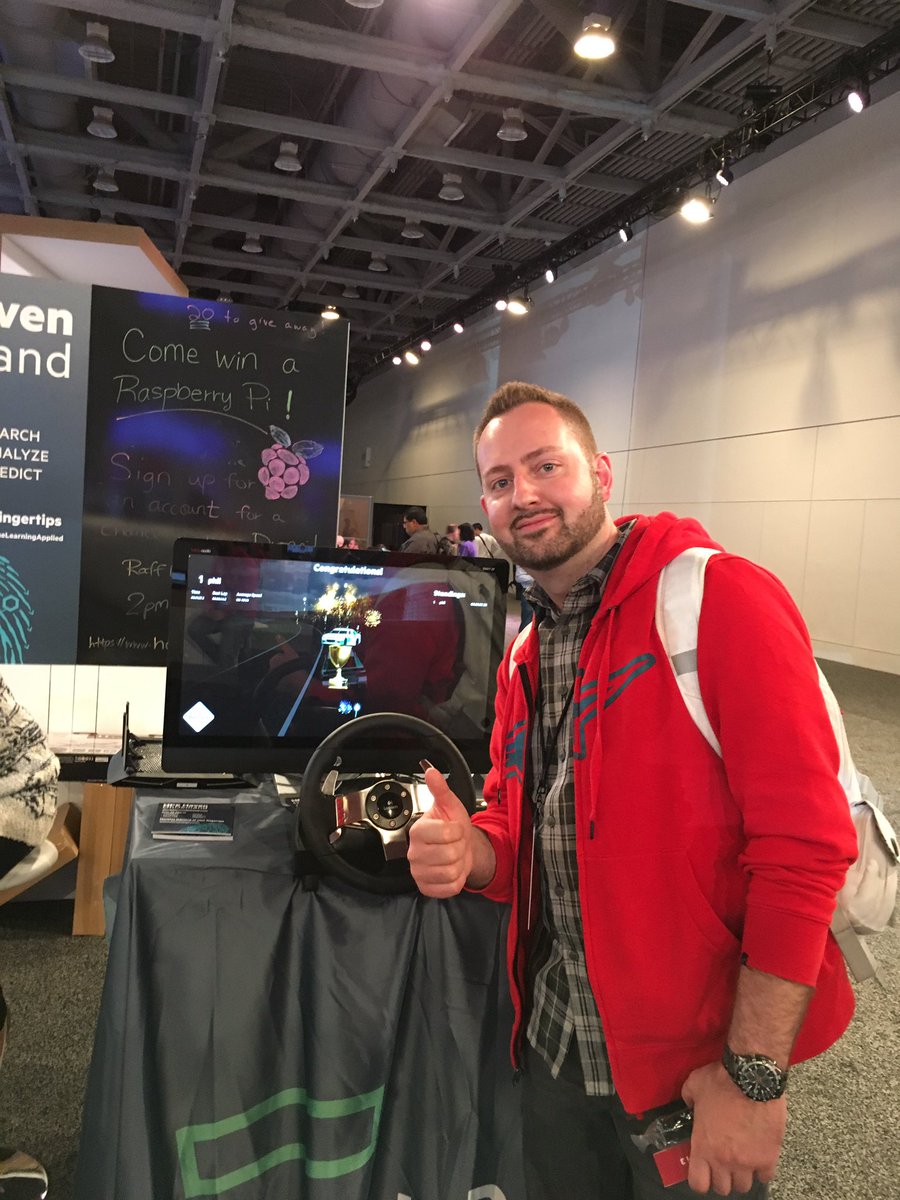 phillipjamesONE's tweet photo. Just beat the @havenondemand racing demo track record at #Build2016 and won a Pi with a time of 1:37 @tylernappy https://t.co/i1QHgiE8uw