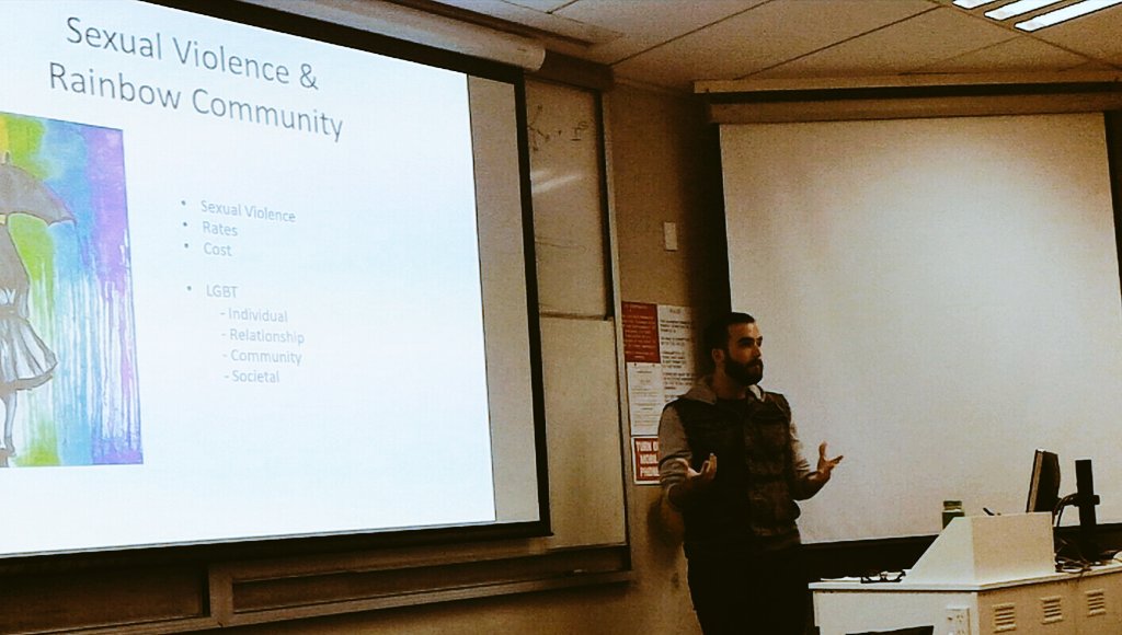 RPE_NZ's tweet image. Here&apos;s Dan presenting his assignment on how sexual violence impacts the rainbow community #SexEd #WorkHardStudyHard