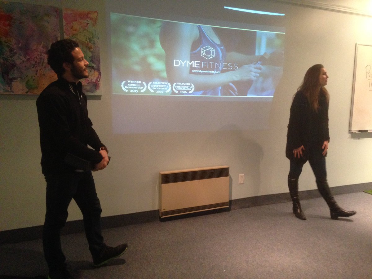 amedesj's tweet photo. Great presentation of the #DymeFitness Team! Looking fwd to see what they're up to next! @ProductHuntMTL https://t.co/pYxToK5vl9