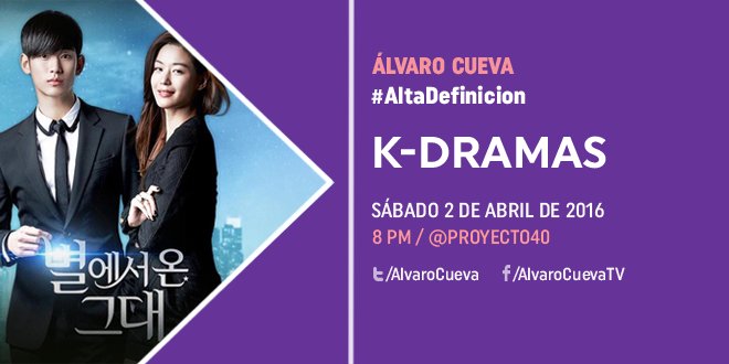 AlvaroCueva's tweet photo. Le tengo una selección con lo mejor de lo mejor. ¡Especial de #KDramas! #altadefinicion #Sab8pm @Proyecto40 https://t.co/xGzdfFQN3T