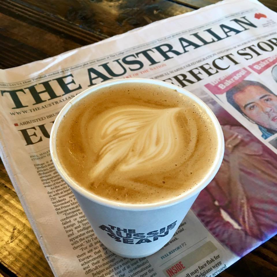 chrisduketv's tweet photo. My first Aussie flat white is delectable!! #coffee #flatwhite #aussiebean https://t.co/fq2op4zDEi