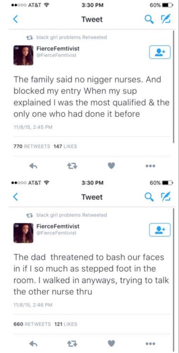 Pax420's tweet photo. He didn’t want a black nurse to help his dying child. And now his child is gone. Pathetic and ridiculous.😠😔😞 https://t.co/eRhjKjGkN5
