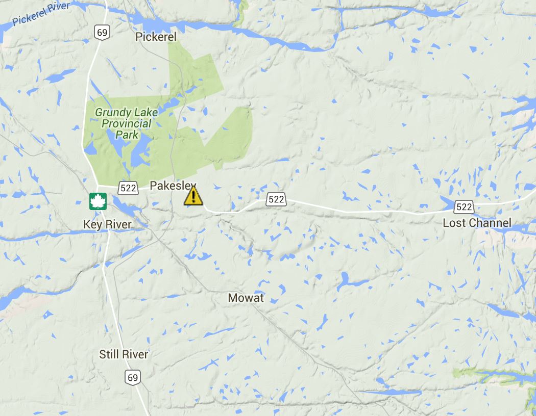 ON511NordEst's tweet image. MAJ #KeyRiver #Rte522 demeure réduite à 1 voie dans la région de Key River pour travaux entretien d'urgence. #ONRtes