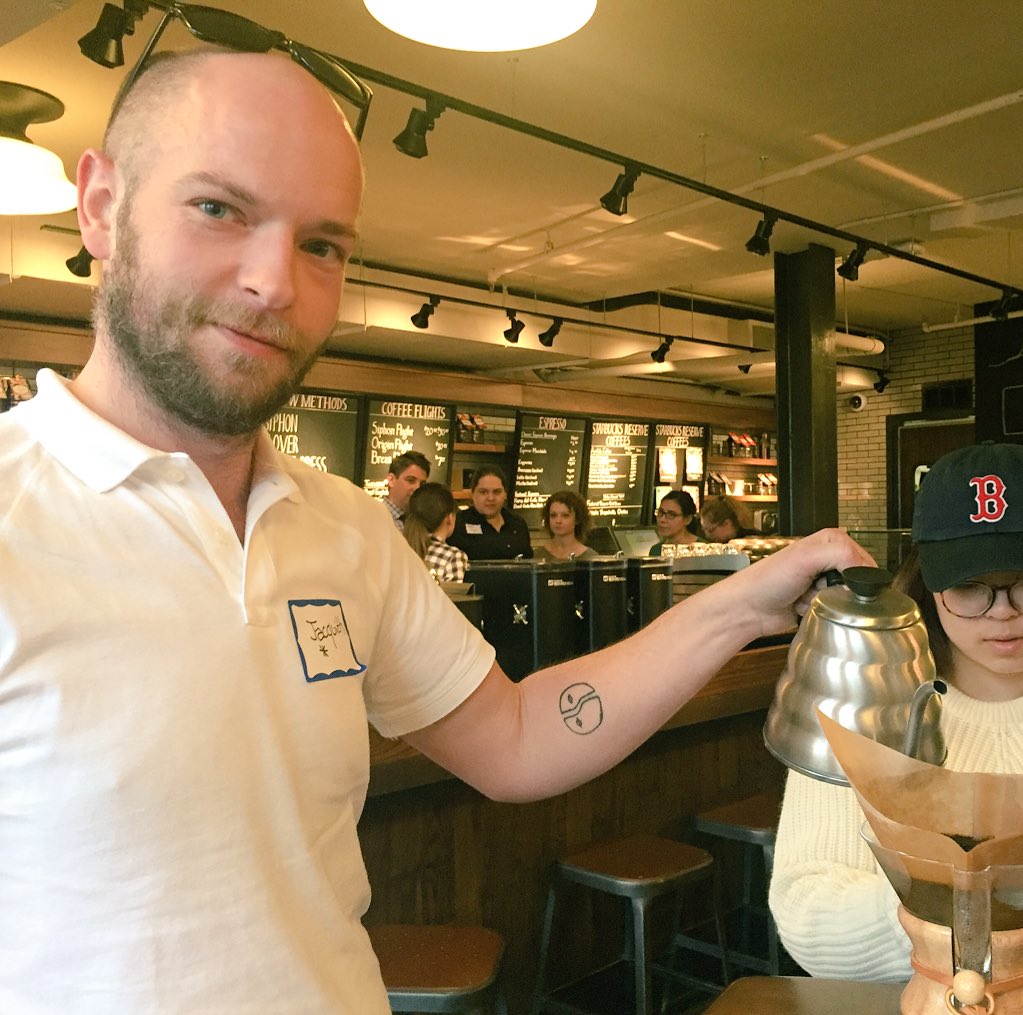 Our very own coffee master Jake, educating us on the Chemex! #hdcbaristacraftnight #sbuxbos