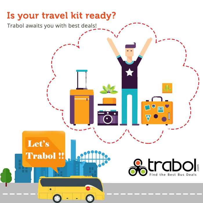 traboldeals's tweet photo. Is your travel kit ready? Trabol awaits you with best deals! #TrabolDeals #BusBooking #BusTicketBooking https://t.co/wRUeAHwWUb