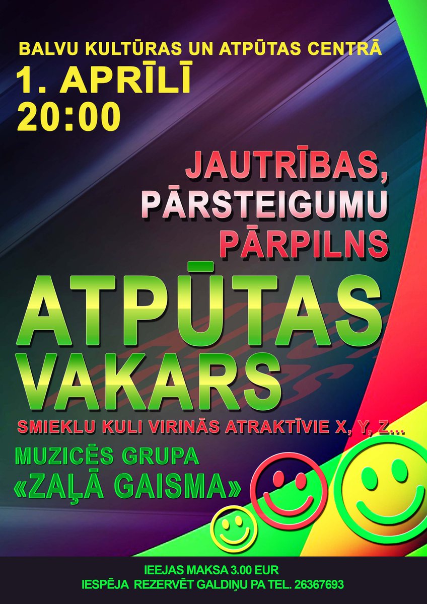 BalvuKAC's tweet photo. Tie nav joki-deju vakars jau šodien @BalvuKAC ! https://t.co/uaVMoFCb7y