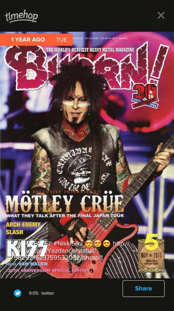 Yazdance's tweet photo. @NikkiSixx This was a year ago and exactly one year after you got the same cover with @SixxAM #PrayersForTheDamned https://t.co/KwbUW96NlP