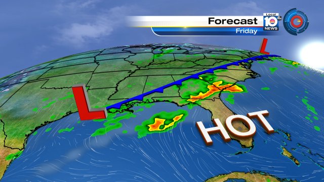 April 1st will be hot!  Temperatures will peak in the upper 80s.  Widespread rain is not expected. https://t.co/n23qM8ZkQt