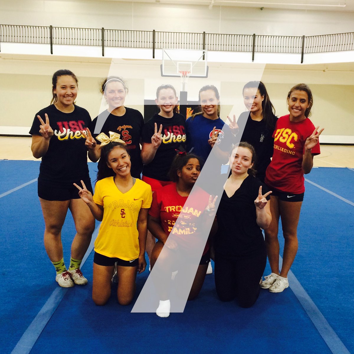 CheerUSC's tweet photo. #TBT to our first practice of the season because there's just 1 week left until NCA! #USC2NCA #TheWorkIsWorthIt https://t.co/GcZMubjhZa