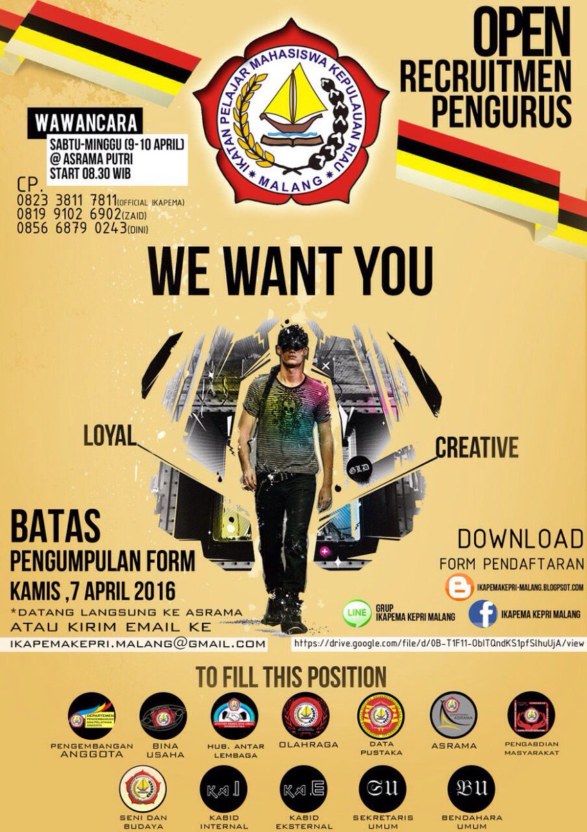 Ikapema's tweet photo. We want you!
Ayo daftarkan diri menjadi bagian dari pengurus harian IKAPEMA periode 2016-2017
Be a leader! https://t.co/IwaEMERlws