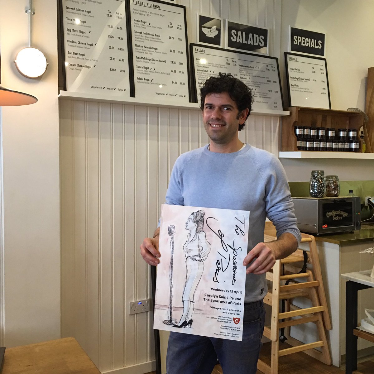 sparrowsofparis's tweet photo. #competition #find2win #poster take photo & post with tag #sparrowsofparis #gig @TroubadourLDN 13apr #bbagelbakerbar https://t.co/v7JMY81tzy