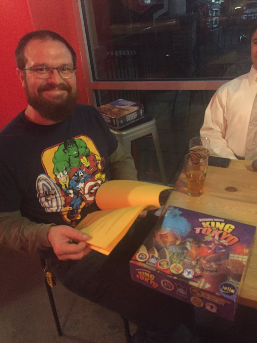CautionDevin's tweet photo. #Congrats to @Fuelverine for wining the #KingofTokyo #tourney @cautionbrewing #partywithcaution https://t.co/CHbIvriKxx