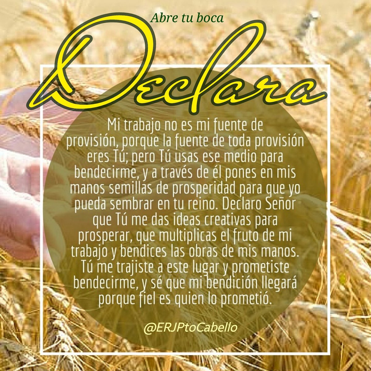 ERJPtoCabello's tweet photo. Nuestra provisión no viene de las circunstancias, viene directamente del Señor. Declara y cree... https://t.co/r4aEtvSYfS