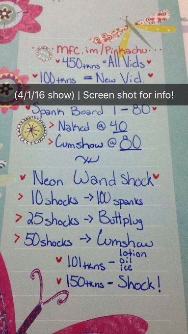 offline tip for shocks/spanks/Videos!  Tomorrows show information (4/1/16) https://t.co/nlDVgAFQO8<a href="/tag/rt"class="tags"><span>#rt</span></a>