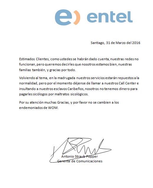 NoticieroAnimal's tweet photo. Mientras tanto @Entel #ENTEL en #Chile
#ElReencuentroDeYasmin
#Coco45 https://t.co/jzv86BAQSJ