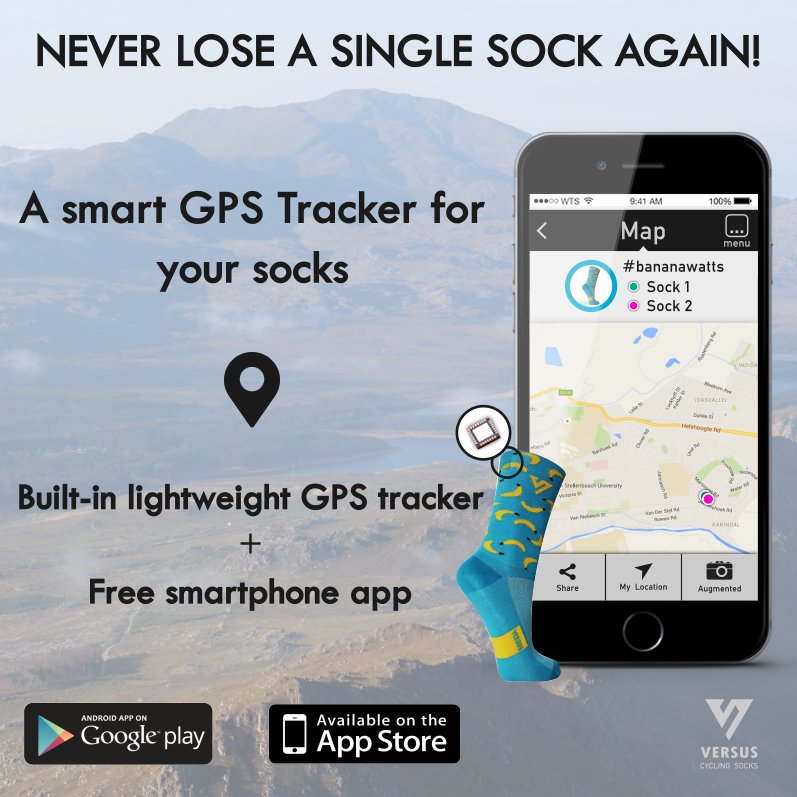 versussocks's tweet photo. Never lose a single sock again! Introducing the Versus Socks GPS Tracker &amp; Smartphone App ➡ https://t.co/UhjticvxTy https://t.co/6nUwmyav4t