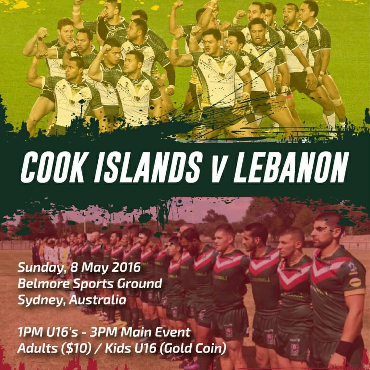 <a href="/LebanonRL/">Lebanon Rugby League</a> vs <a href="/CookIslands_RL/">Cooks Rugby League</a> #ourcedars <a href="/robbiefarah/">robbie farah</a> <a href="/Josh_Mansour/">Josh Mansour</a> <a href="/mitchmoses6/">Mitchell Moses</a> <a href="/tim_mannah/">Tim Mannah</a> <a href="/AndrewVossy/">Andrew Voss</a> pls RT