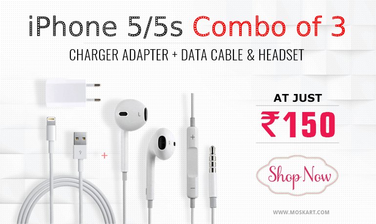 moskartcom's tweet photo. Exclusive Combo of #Charger Adapter + #DataCable + Headset For iPhone 5/5S @ Just Rs. 150 https://t.co/iK98NmOaic https://t.co/1nV41aakRT