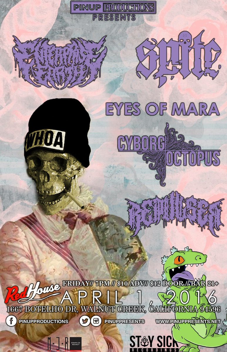 PinUpPresents's tweet photo. TOMORROW in Walnut Creek @EEarthBand @SPITEca @EyesofMaraCA #CyborgOctopus & #Repulser 7:00 PM / $12 / Bar for 21+ https://t.co/R1VCxYimvk