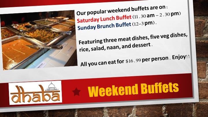 dhaba_express's tweet photo. Our ever popular Weekend buffets at the DHABA are on. All you can eat for $16.99. https://t.co/FR5ZfLxy9h