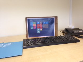 HewettBiz's tweet image. #AprilFoolsfun today in the office.. Our new computer screens have arrived. @Hewett_Rec we&apos;re working hard!!