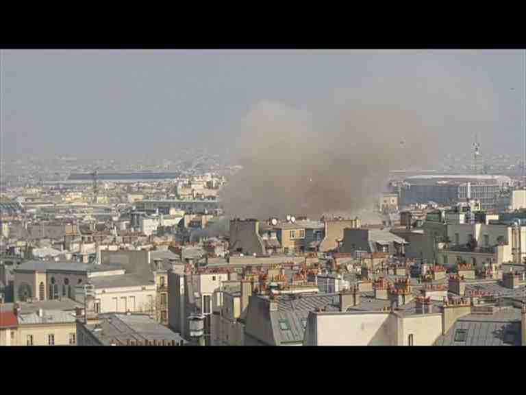 ABPNews's tweet photo. Pictures after the blast at a 7-storeyed building in #Paris .Exact reason of explosion still uknown. Police probe on https://t.co/zWgbL61eoR