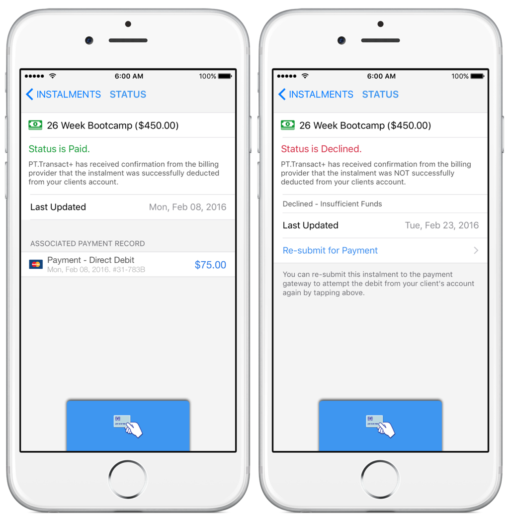 PTTransact's tweet photo. Sneak-Peek. The next update gives you much greater insight into the status of your direct debit instalments. https://t.co/T1X4C6WP1n