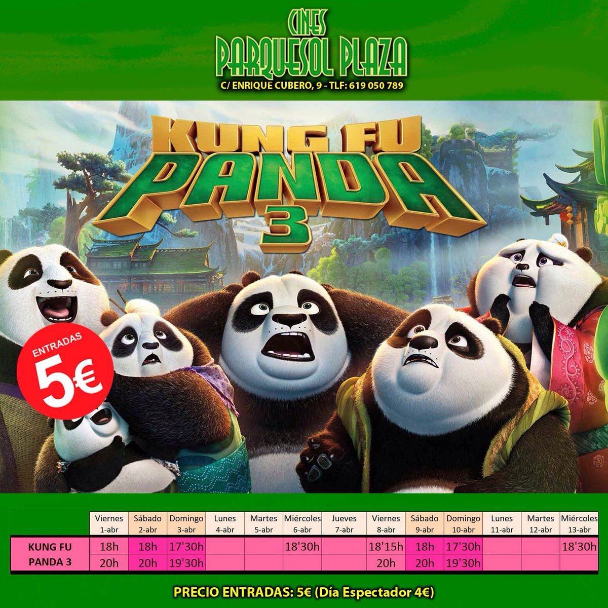 CinesParquesol's tweet photo. #KungFuPanda3 en Valladolid por solo 5€? Siiiiii, solo en los @CinesParquesol 😀🎞😀 #cinelowcost #cinehighquality https://t.co/1MkXrV5ydu