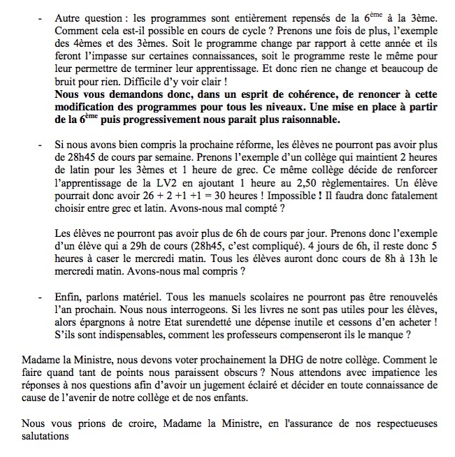 _Mme_E's tweet photo. Courrier des parents d'élèves + réponse de la DASEN
#Collège2016 #Mépris #Inqualifiable
Voir https://t.co/l6pNJoyMXP https://t.co/9sMVpAhPN5