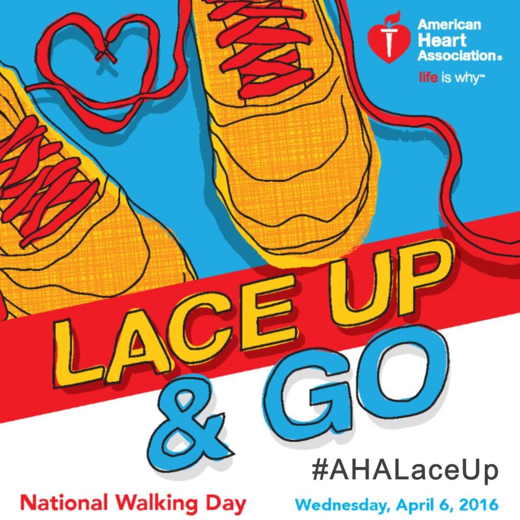 AHAUtah's tweet photo. Lace up and join us for National Walking Day on April 6th 11:30 am to 12:30 pm at 40 East South Temple! #AHALaceUpUT https://t.co/8jxI2FA3R7