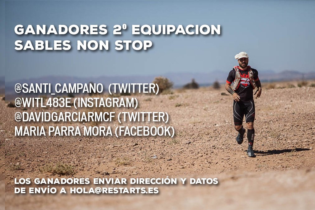 valentisanjuan's tweet photo. Ganadores de #SablesNonStop! Hemos repartido la 2a equipación entre 4 personas :)) Felicidades y mil gracias! https://t.co/SgungkSL4p