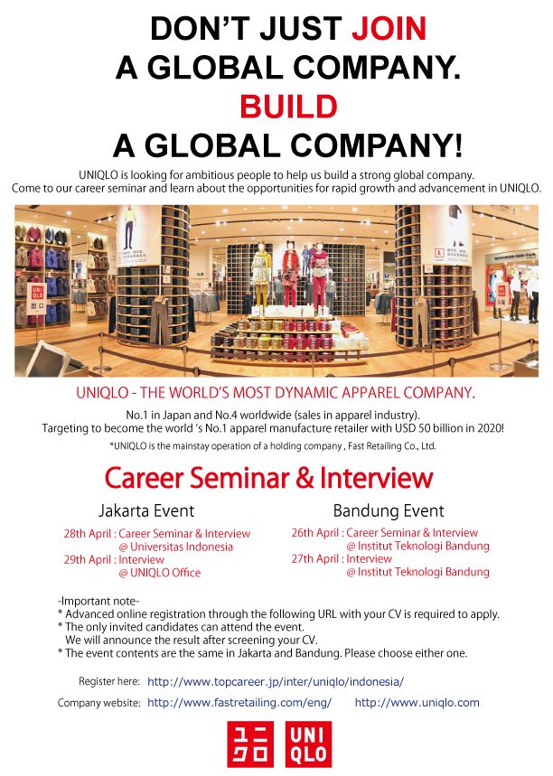 Snazzy min Miles CDC UI on Twitter: "INFO #LOKER:[UNIQLO Manager Candidate Position at the Japanese biggest fashion MNC!.Info: https://t.co/kTepjtw1vi https://t.co/BpqYQSX7zK" / Twitter Snazzy min Miles CDC UI on Twitter: "INFO #LOKER:[UNIQLO Manager Candidate Position at the Japanese biggest fashion MNC!.Info: https://t.co/kTepjtw1vi https://t.co/BpqYQSX7zK" / Twitter