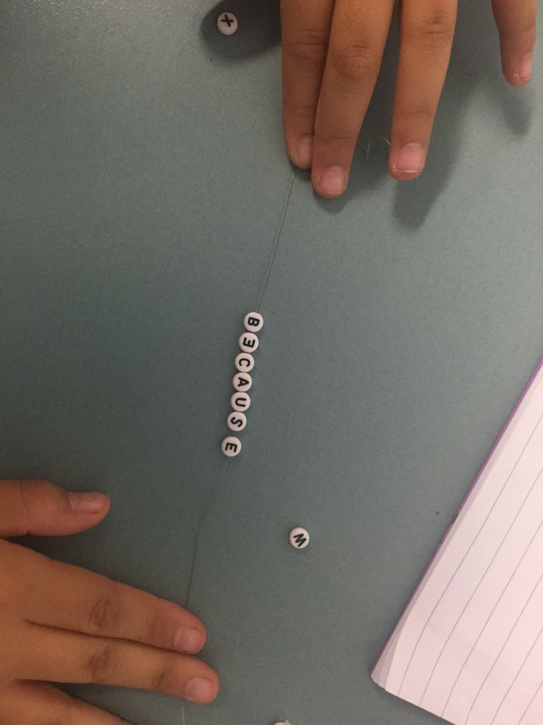 HongLy24's tweet photo. Threading beads to improve spelling and pencil control. #onebeadatatime @fairvaleps https://t.co/woWc6wU9vT