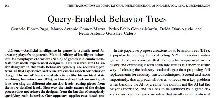 IEEETxnOnGames's tweet image. buff.ly/1RBhkDF #Behaviortrees  #CBR #first-personshooter  #NPCs #CI #AI #Games