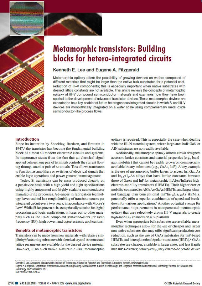 LEES Feature in the Materials Research Society (MRS) Bulletin

Building blocks for hetero-integrated circuits