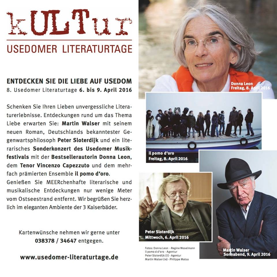Usedomer #Literaturtage 2016
In wenigen Tagen startet das literarische Festival auf #Usedom: usedomer-literaturtage.de