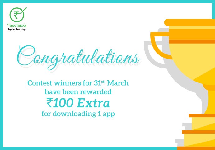 TaskBucksIndia's tweet photo. #Winners rewarded for #Contest dated 31st March! https://t.co/bOF6iPnKds