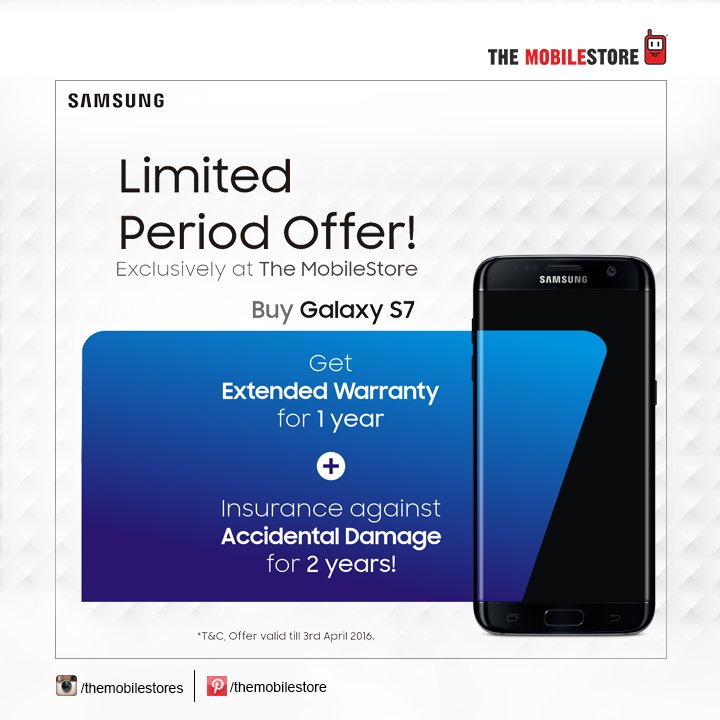 themobilestores's tweet photo. #TheMobileStore brings you an amazing #Offer on the purchase of #Samsung #GalaxyS7. Hurry!! Offer valid till 3rd Apr https://t.co/vnAqXUfRph