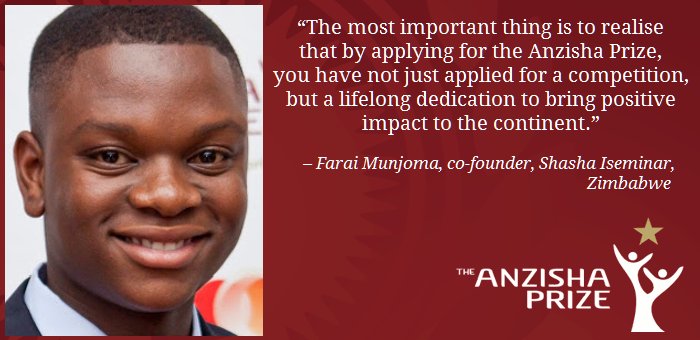 anzishaprize's tweet photo. Have you applied for the Anzisha Prize yet? Only two more weeks to get that application in: https://t.co/WjwfqOU0k2 https://t.co/DmehPXu9wC