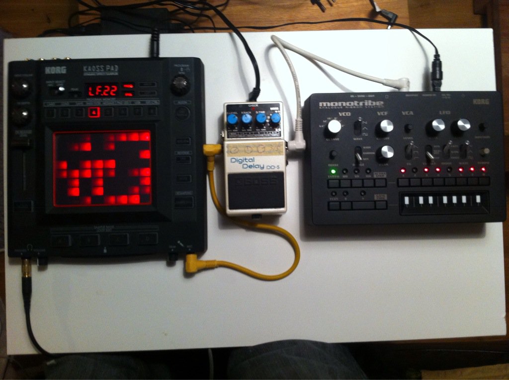 caveyear's tweet photo. Making some new sounds @bosspedals @KorgUK #monotribe #koasspad #dd5 https://t.co/abhzDBZbD7