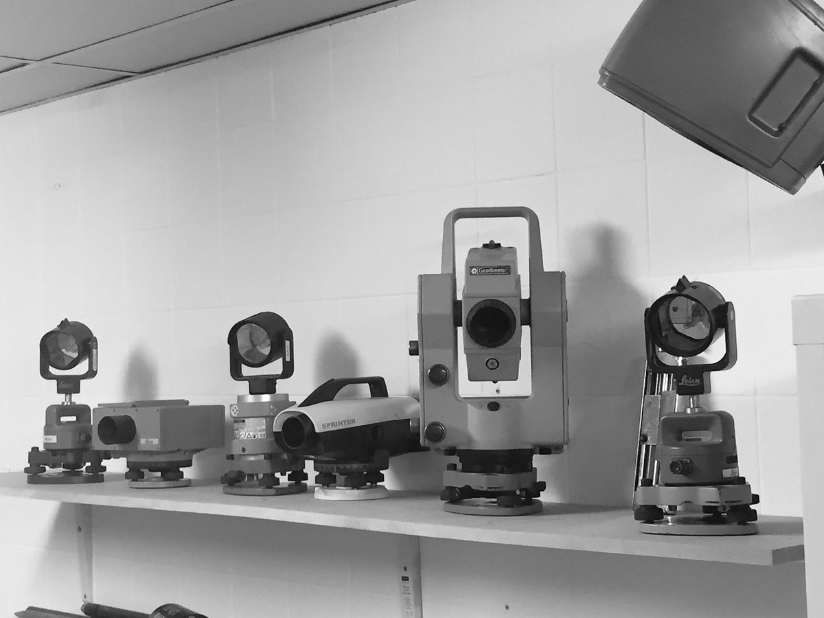 DMRogers73's tweet photo. The new #geospatial storeroom @wyggroup is overlooked by #surveying instrumentation of yesteryear!#Leica #geodimeter https://t.co/u9LLmnpVKC